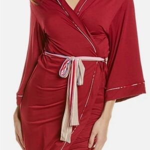 Hale Bob Red Women's Robe with Striped Belt